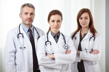 Fototapeta premium Medical team looking at camera together. Generative AI