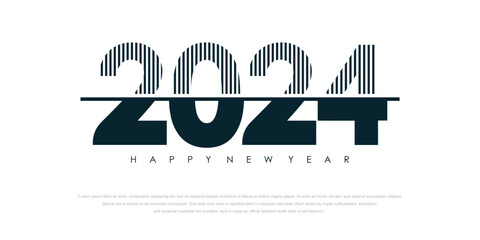 2024 Happy New Year logo text design. 2024 number design template. Vector illustration.