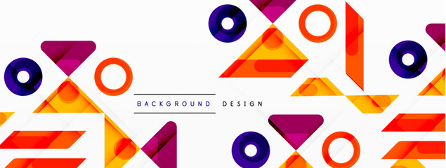 Colorful triangles and circles abstract background. Design for wallpaper, banner, background, landing page, wall art, invitation, prints, posters