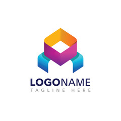 Colorful letter a 3d gradient abstract logotype