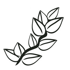 leaf line dark green line hand drawn doodle decorative elements . Concept design nature, tree, plant, leaf about saving the earth.
