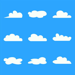 collection of doodle clouds in blue background