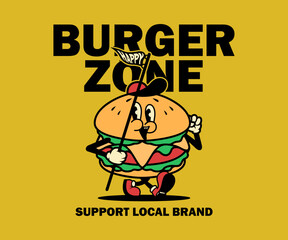 cartoon character of burger Graphic Design for T shirt Street Wear and Urban Style
