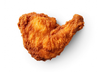 Roasted chicken hip isolated on transparent background, top view, Generative AI