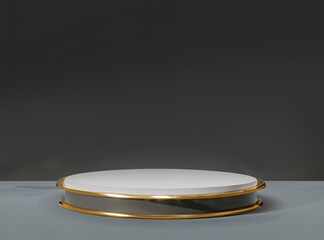 Luxurious 3D Podium: Realistic Display for Showcasing High-end Products in Black and Gold