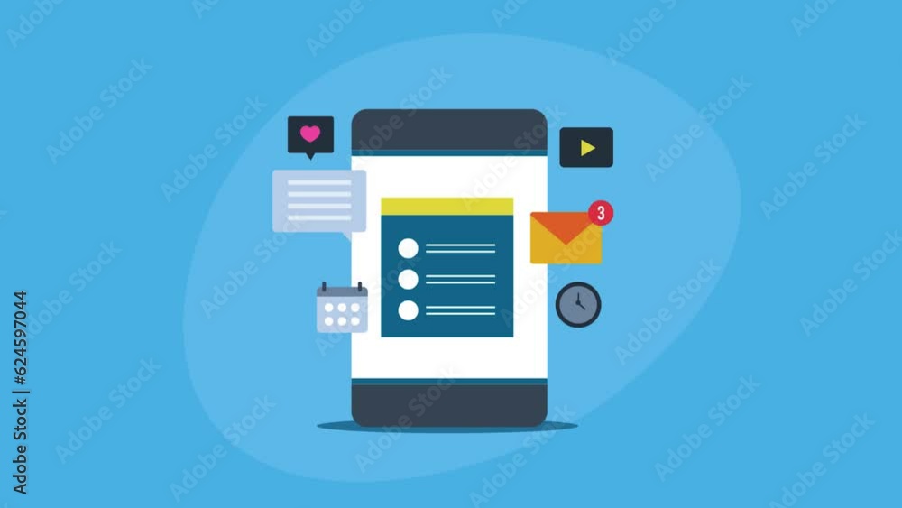 Poster smartphone screen with multiple business application, task management, email, calendar schedule and 