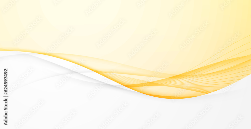 Sticker yellow abstract background with soft smooth elegnat lines and grey border. vector illustration