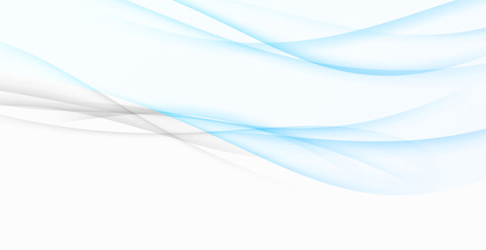 Blue soft blue lines background with elegant grey swoosh lines border. Vector illustration © phyZick
