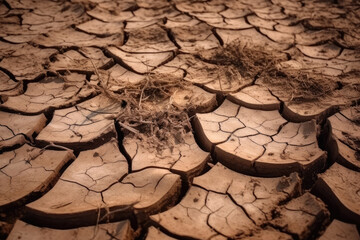 Cracked dried earth soil. Generative AI