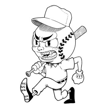 cartoon baseball man with a bat