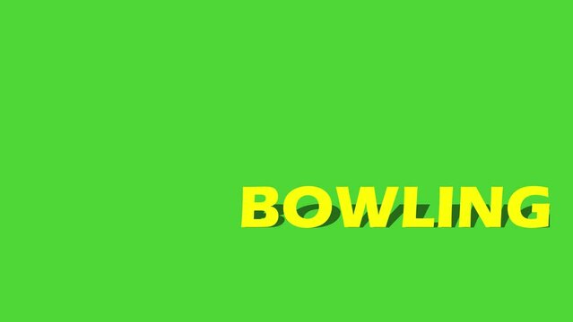 Bowling. A rolling bowling ball hits the pins on green screen background, 2d animation, animation background, 4k