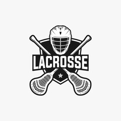 Lacrosse team logo template. sport vector graphic illustration.