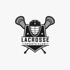 Lacrosse team logo template. sport vector graphic illustration.