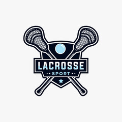 Lacrosse team logo template. sport vector graphic illustration.