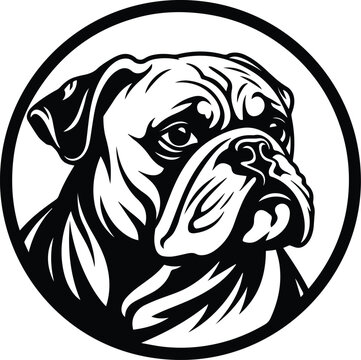 Bulldog Logo Monochrome Design Style