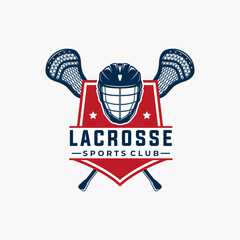 Lacrosse team logo template. sport vector graphic illustration.