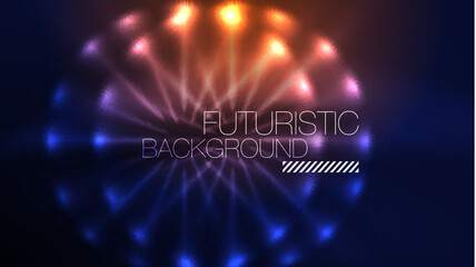 Circles with bright neon shiny light effects, abstract background wallpaper design