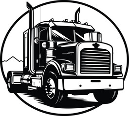 Freight Truck Logo Monochrome Design Style
