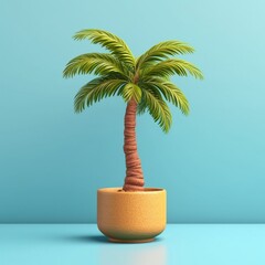 Coconut palm tree cartoon illustration, AI Generated