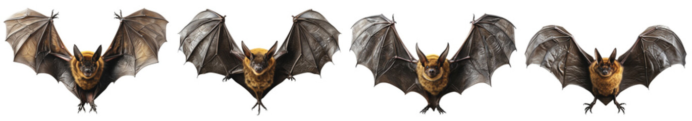 Flying bats, Halloween theme, on a transparent background, Generative AI