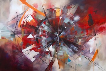 abstract painting, with deliberate use of symmetry and rotational patterns, created with generative ai
