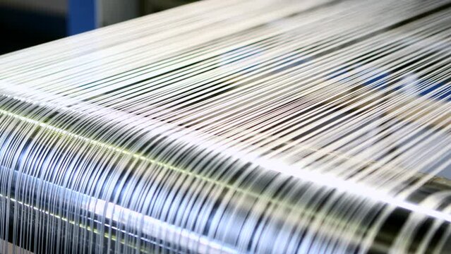 Geo synthetic mesh manufacturing in automated machine, plastic thread manufacturing.