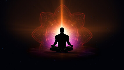 Fototapeta na wymiar 3D illustration yoga lotus posture meditation