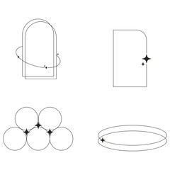 Monoline Minimalist Shape Collection For Design Elements Templates.Vector illustration