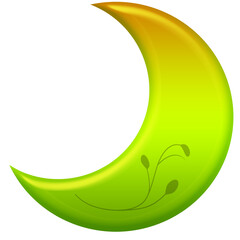 The Crescent moon colorful 3D illustration clipart cartoon