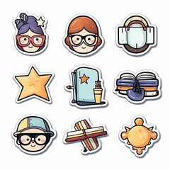 Cartoon back to school badges collection sticker style.. AI Generated