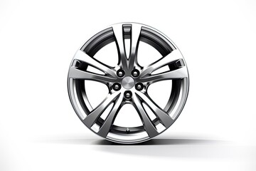 Obraz premium Shiny new car wheel isolated on white background