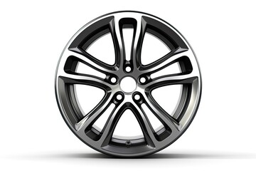 Obraz premium Shiny new car wheel isolated on white background
