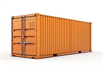 Shipping cargo container in frontal side view isolated on white background