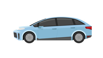 Obraz na płótnie Canvas Concept vector illustration of detailed side of a flat blue sedan car. on isolated white background.