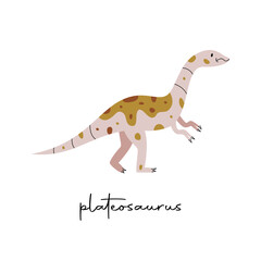 Flat vector Flat hand drawn vector illustration of plateosaurus dinosaur