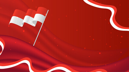 Banner for Indonesia independence day in red and white