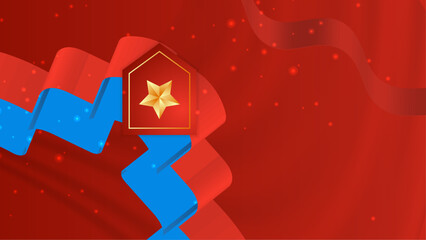 Modern background red and blue with flag. Happy Indonesia independence day background banner design.