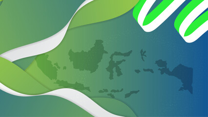 Modern background green and white with flag. Happy Indonesia independence day background banner design.