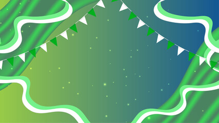 happy indonesia independence day with green and white ornament