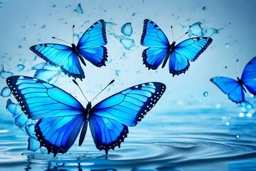 Obraz na płótnie Canvas butterfly on a blue background Created using generative AI tools