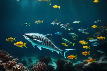Fototapeta na wymiar fish in aquarium Created using generative AI tools