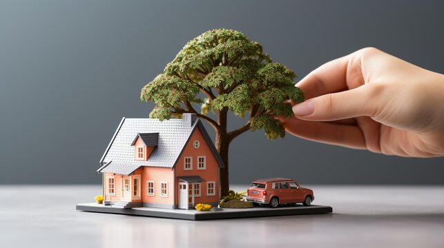 toy house with coin and EV car with AI-Generated Images