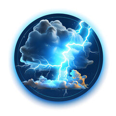 Icon of a cloud with lightning bolts with a transparent background Generative AI