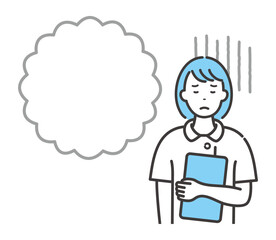 悩む若い女性看護師