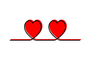 Two hearts isolated on white background