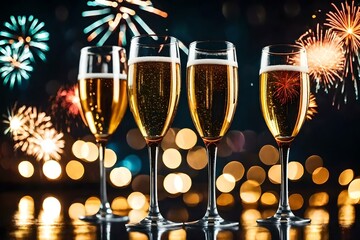 champagne glasses with fireworks
Created using generative AI tools