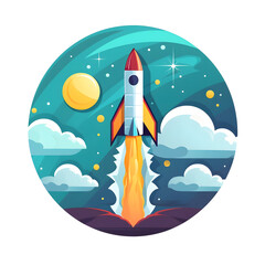 Icon of a rocket launching with a transparent background Generative AI