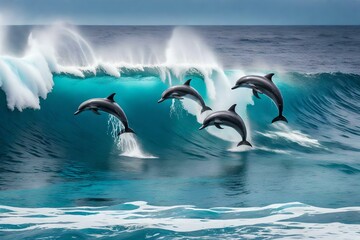 dolphins jumping into the water
Created using generative AI tools