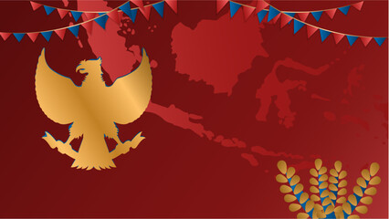 Vector red and blue color Flat design, Illustration of flag for poster. 17th August Indonesia Independence Day concept.