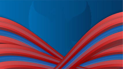 Happy Indonesia Independence Day Background with wavy abstract red and blue design